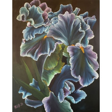 Blauwe Iris olieverf schilderij