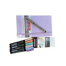 Koi Set Coloring Brush Pen, Micron 01 Zwart, Art Creation Sketch Boek Kleur Lila