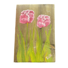 Houten paneel mini roze tulpen 3