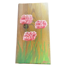Houten paneel mini rood/roze tulpen 9