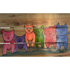 Houten paneel Happy Cats 3